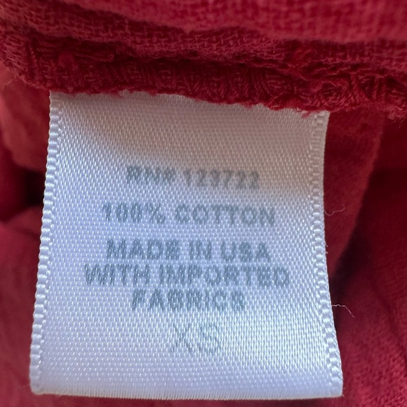 XiRENA Ames Cotton Gauze Collared Henley Long Sleeve Top red - Picture 6 of 6